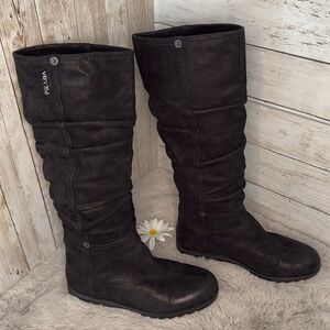 Prada Black Leather Slouchy Boot, Women’s Size 36